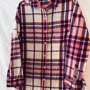 OLD NAVY Women's Plaid "soft cotton flannel" Button Up Shirt Size LARGE